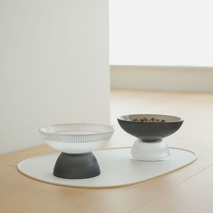 White & Black Glass Cat Bowls