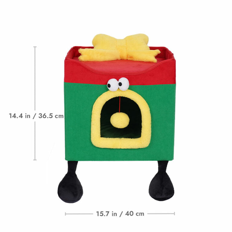 Foldable Christmas Gift Box Cat Bed