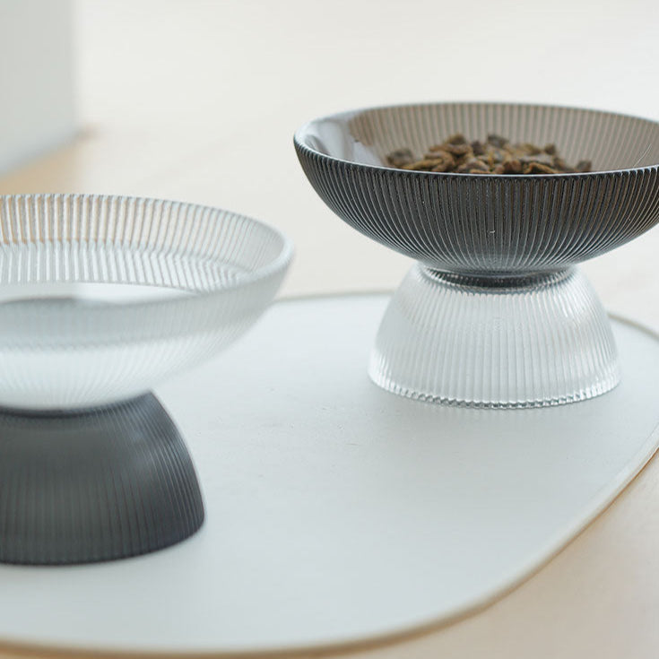 White & Black Glass Cat Bowls