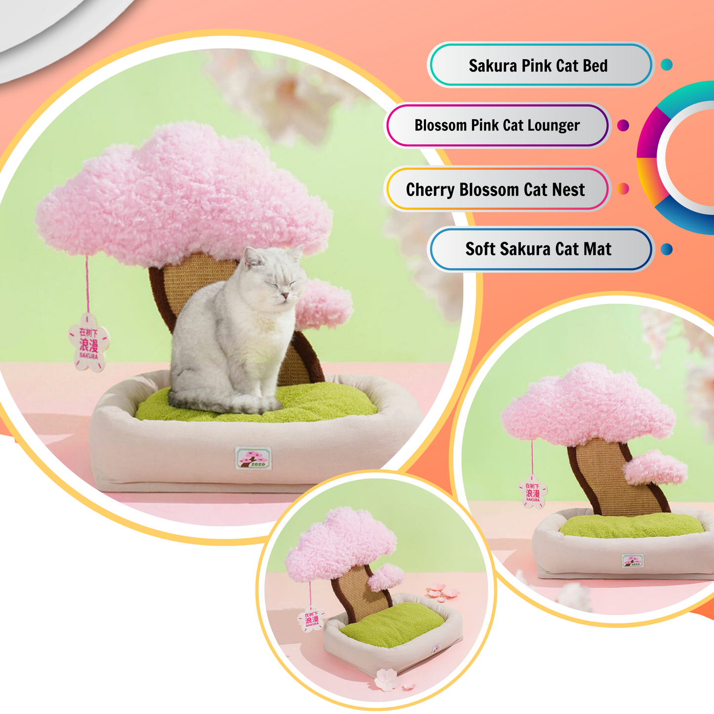 Sakura Pink Cat Bed