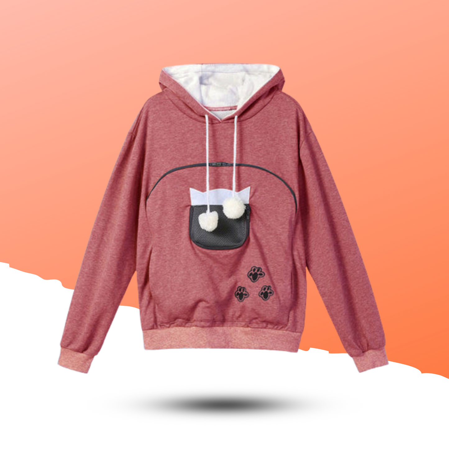 Cozy Pet Carrier Hoodie with Cat Ears.