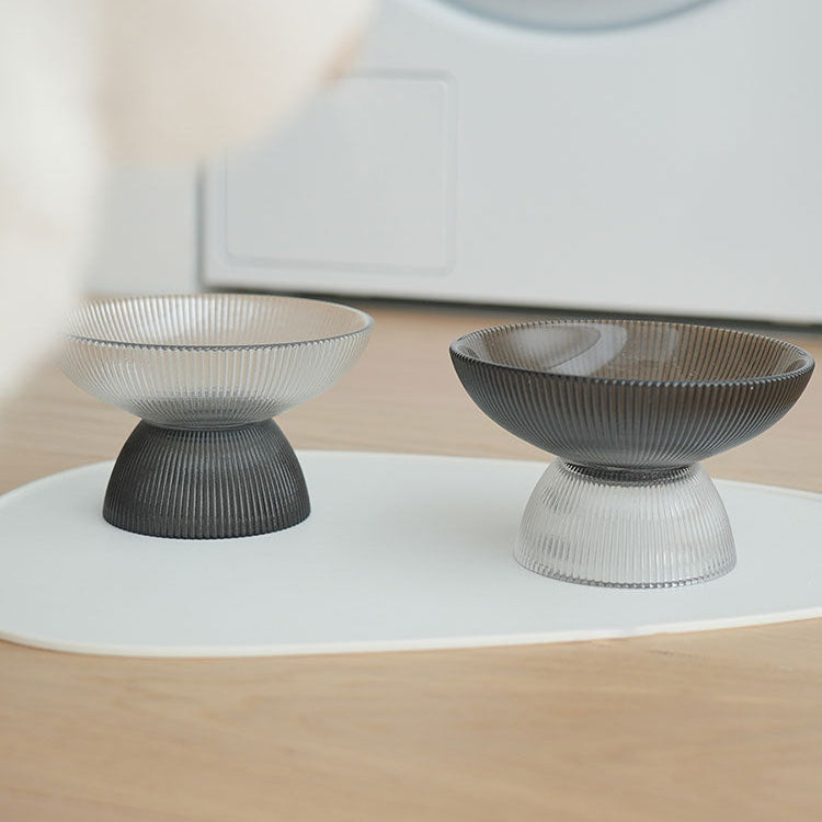 White & Black Glass Cat Bowls