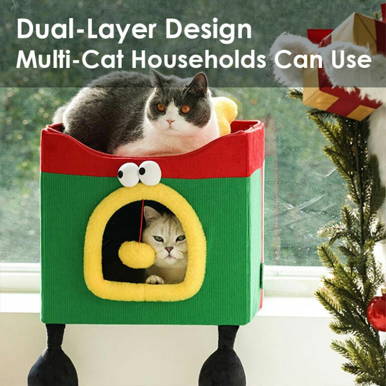 Foldable Christmas Gift Box Cat Bed