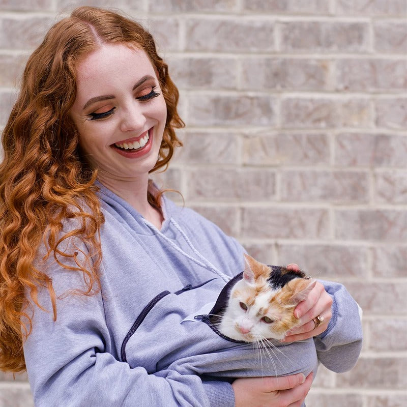 Cozy Pet Carrier Hoodie with Cat Ears.