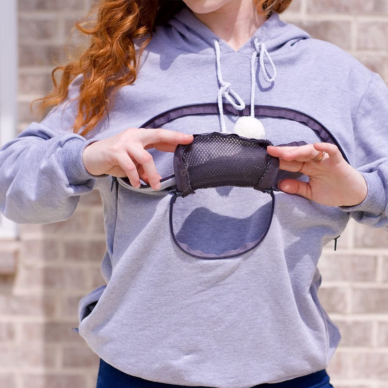 Cozy Pet Carrier Hoodie with Cat Ears.