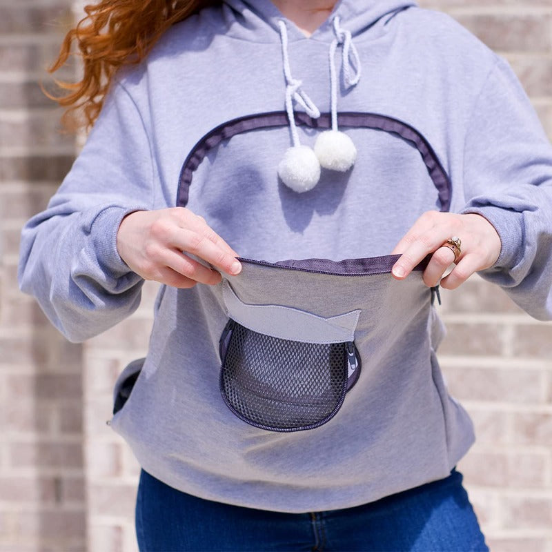 Cozy Pet Carrier Hoodie with Cat Ears.