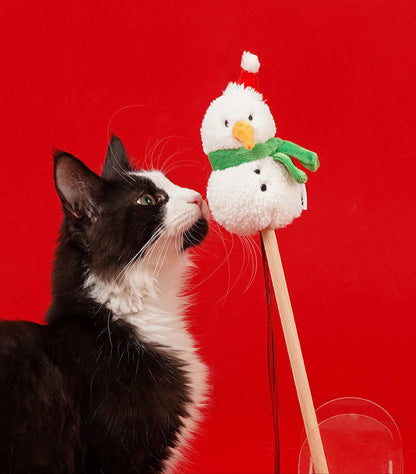 Christmas Snowman Catnip Cat Wand Toy