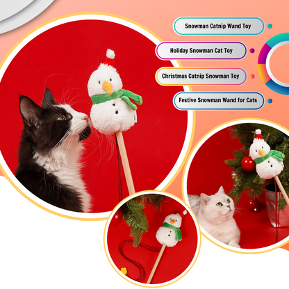 Christmas Snowman Catnip Cat Wand Toy
