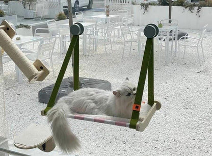 Lattice Wood Window Cat Hammock