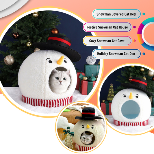 Snowman Cat Covered Bed