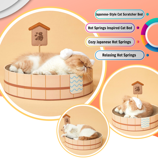Japanese-Style Hot Springs Cat Scratcher Bed