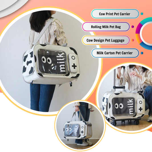 Cow Milk Rolling Pet Carrier