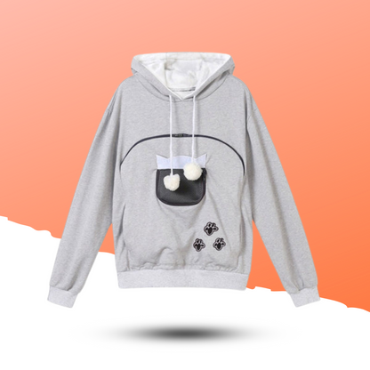 Cozy Pet Carrier Hoodie with Cat Ears.