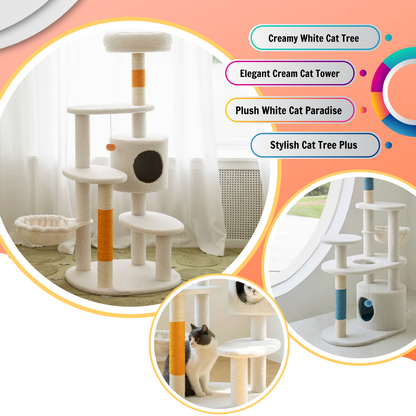 White Cream Style Cat Tree Plus