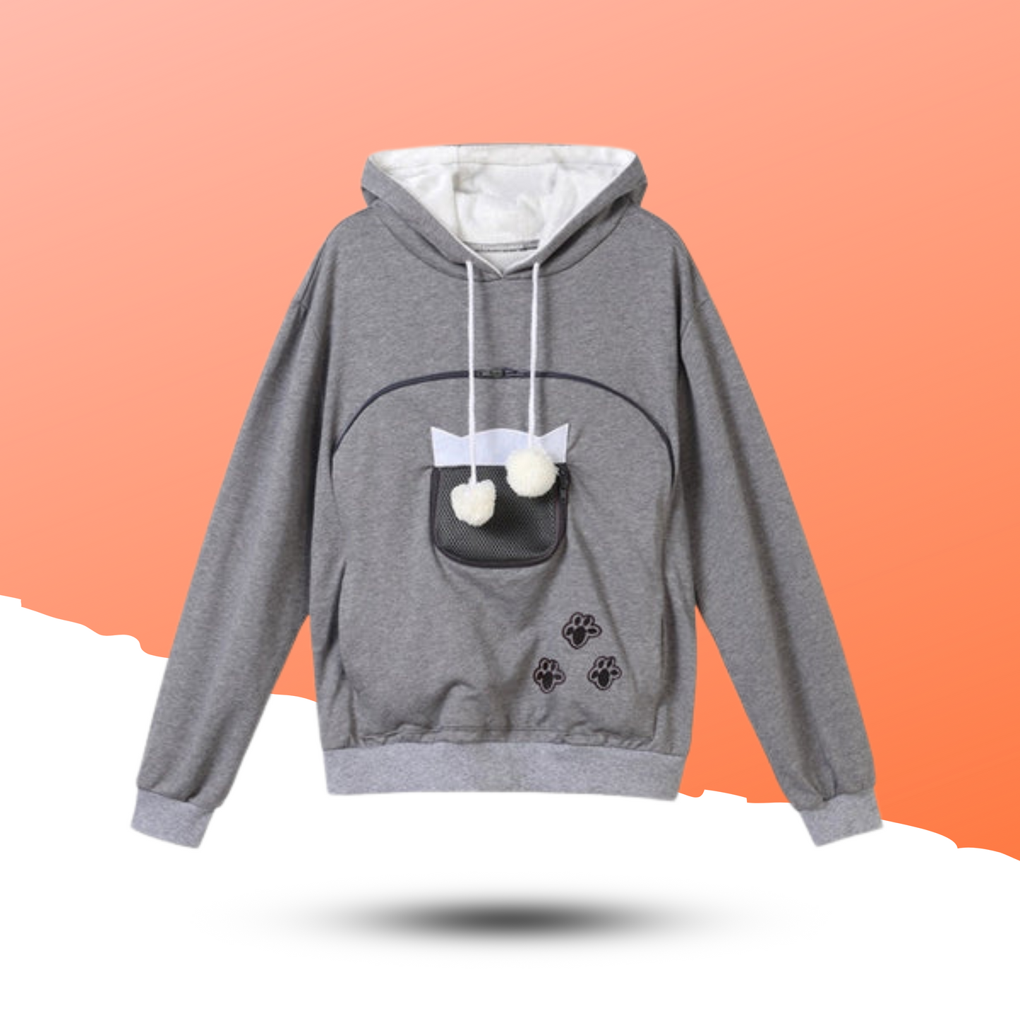 Cozy Pet Carrier Hoodie with Cat Ears.