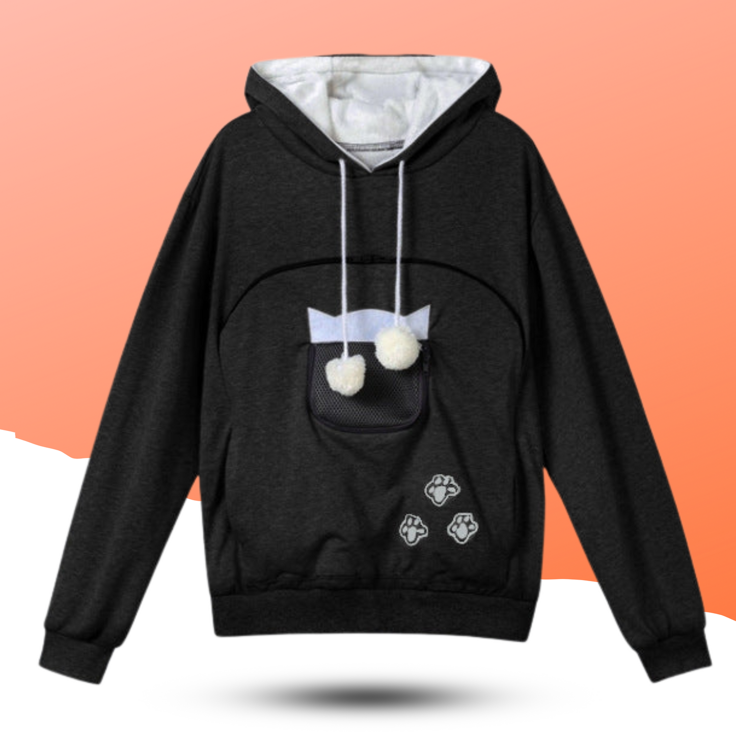 Cozy Pet Carrier Hoodie with Cat Ears.
