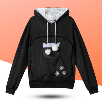 Cozy Pet Carrier Hoodie with Cat Ears.