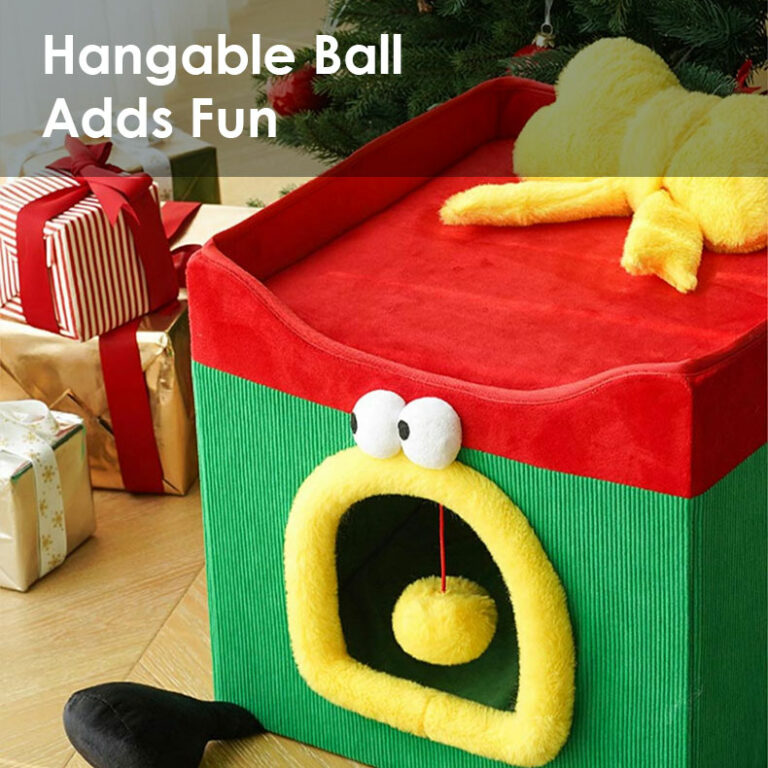 Foldable Christmas Gift Box Cat Bed