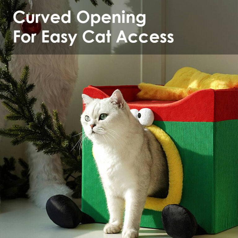 Foldable Christmas Gift Box Cat Bed