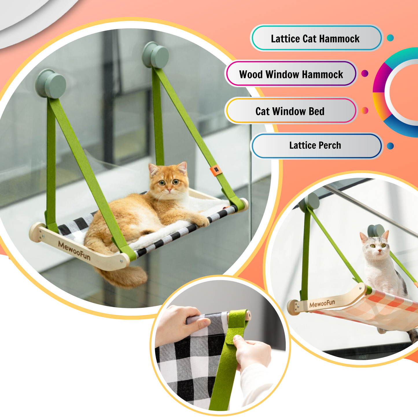 Lattice Wood Window Cat Hammock