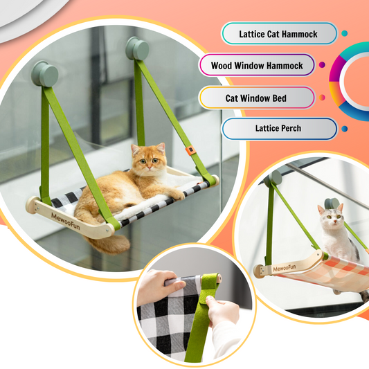 Lattice Wood Window Cat Hammock